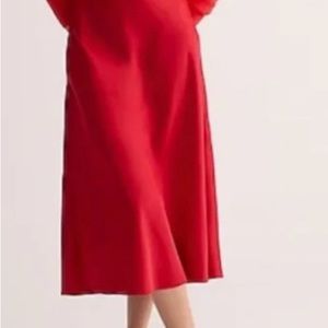 Red J Crew Satin Skirt